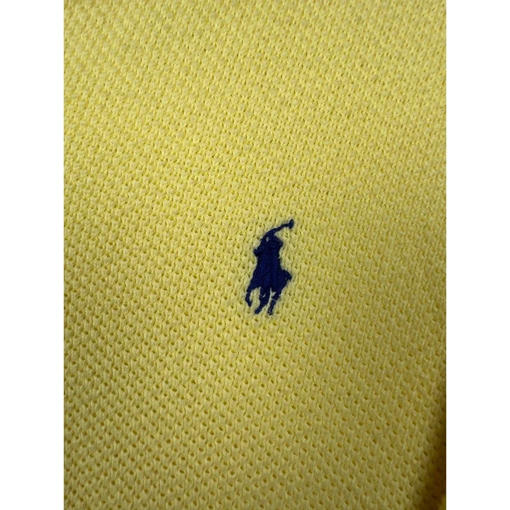 Vintage Polo Ralph Lauren XL Yellow Cotton‎ V-Neck Sweater Made in Britain